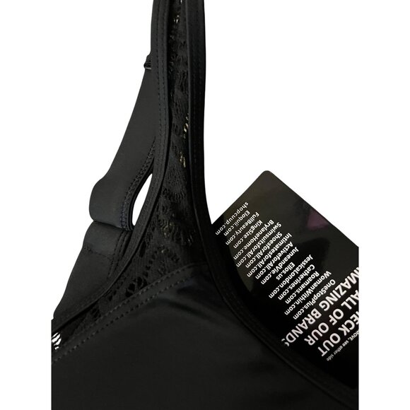 Swimsuits for All Tankini Top Womens 44F NEW Black Crochet Underwire - Picture 12 of 16